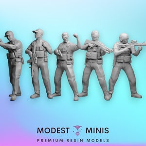 5pc Law Enforcement - 28mm 32mm Miniature | Military Wargame Mini | Skirmish | Zombicide | Survivors