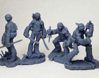 Mutant Turtle Fighters 32mm Miniature Heroic Scale | DnD Mini | Superhero Miniature | Prey