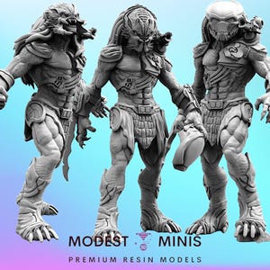 Berserker Skull Hunter 1-3 - Resin 3D Print Alien Miniature | RPG | Sci fi | Cyberpunk | Role Playing | DnD | Papsikel