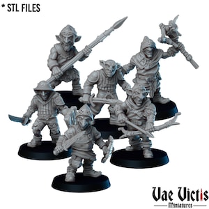 6pc Goblin Ambush - 28mm or 32mm Scale DnD Miniature | Dungeons and Dragons Mini | 5E Fantasy | Vae Victis