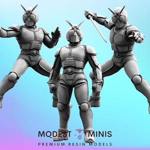 Masked Cyber Rider Blau 1-3 - Cyberpunk Miniatur | Rollenspiel | Science-Fiction | Rollenspiel | D&D | Pappusel