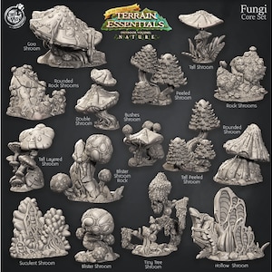 15pc Fungi Mushroom RESIN Scatter Terrain | Dungeons and Dragons | DnD Terrain | Fantasy | Sci Fi | Cast n Play
