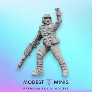 7pc Set Spaceborne Infantry Squad - 32mm Scale Alien Miniature | RPG | Sci fi | Cyberpunk | Role Playing | DnD | Papsikel