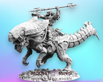 Xenosaur Rider A - 32mm Scale Alien Miniature | RPG | Sci fi | Cyberpunk | Role Playing | DnD | Papsikel