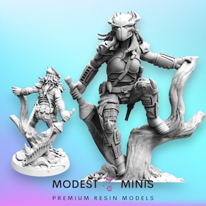 Bone Clan Ajaey Skull Hunter - 32mm Scale Alien Miniature | RPG | Sci fi | Cyberpunk | Role Playing | DnD | Papsikel