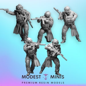 5pc Navy Seal Frogmen - 28mm 32mm Miniature | Military Wargame Mini | Skirmish | Zombicide | Survivors