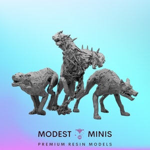 3pc Cerberus Zombie Dogs - 28mm 30mm 32mm - Wasteland | Zombicide | Walking Dead