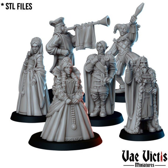 6pc Kings Court Set NPCs - 28mm or 32mm Scale DnD Miniature | Dungeons and  Dragons Mini | 5E Fantasy | Vae Victis