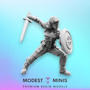 Capitano Excalibur B - Miniatura 40mm / DnD Mini / Supereroe / Tridente