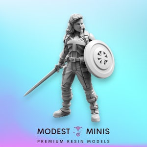 Capitano Excalibur A - Miniatura 40 mm / DnD Mini / Supereroe / Tridente