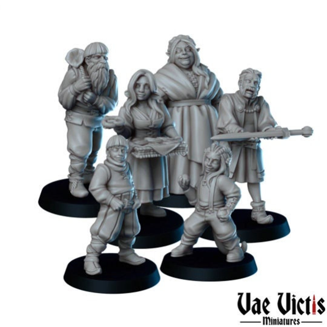 Newcombie 18 DND Miniatures Townsfolk & Hero Figures 28mm | Creative Tabletop Fantasy DND Minis for Dungeon and Dragons | for
