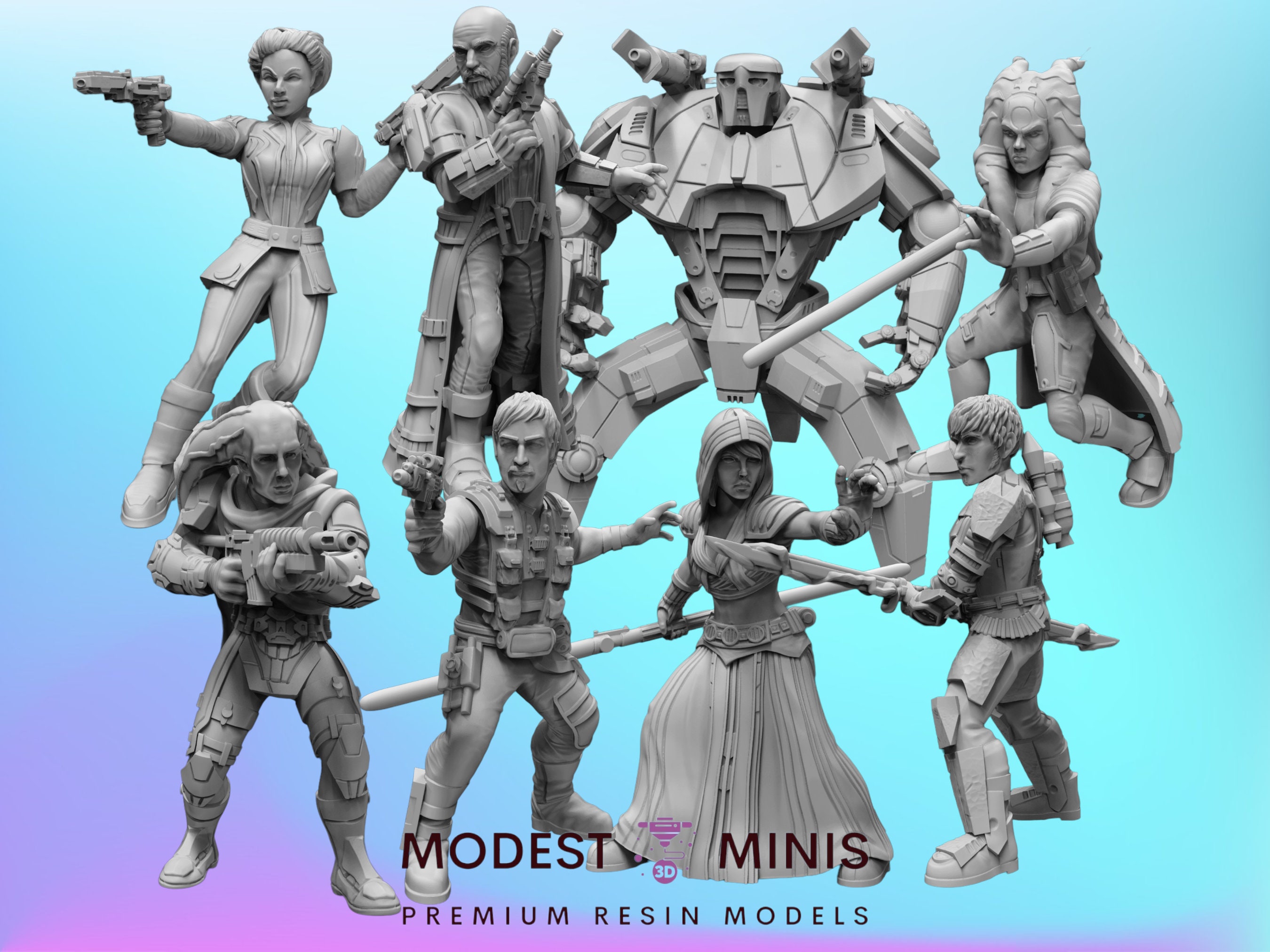 8pc SWTOR Companions 3 - Legion Scale | RPG | Scifi | Role Playing | DnD | Black Remnant SW Miniature