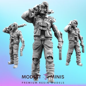 Haelstrom Gang Paule Bronks - 32mm Scale Cyberpunk Mini | RPG | Sci fi | Role Playing | DnD | Papsikel
