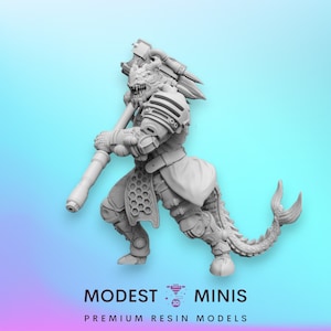 Bakunawa Dragonborn Chi Ken A Do Bo - Miniatura ciberpunk a escala de 32 mm / RPG / Ciencia ficción / Extraterrestre / Juego de rol / DnD / Papsikel
