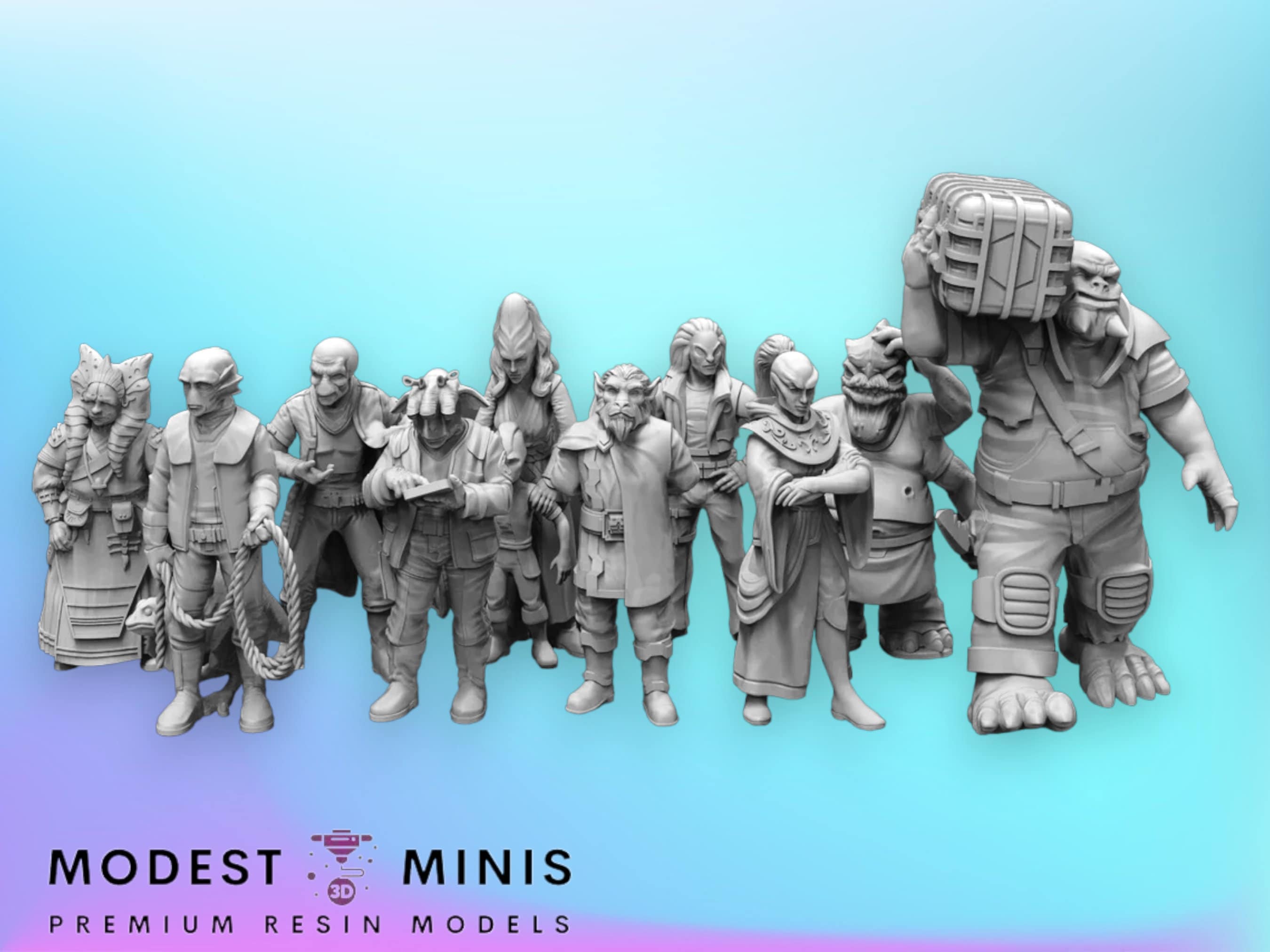 11pc Civilians Set - 35mm Legion Scale | RPG | Scifi | Role Playing | Shatterpoint | SW Miniature