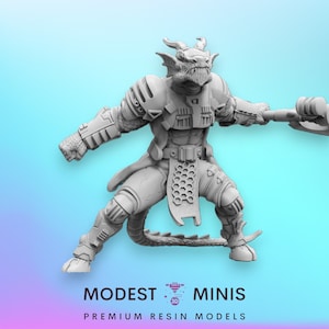 Bakunawa Dragonborn Me Cha Do - Miniatura ciberpunk a escala de 32 mm / RPG / Ciencia ficción / Extraterrestre / Juego de rol / DnD / Papsikel
