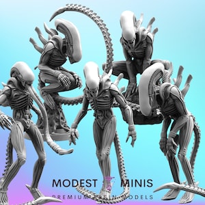 7pc Big Chap Set Xeno - 32mm Scale Alien Miniature | RPG | Sci fi | Cyberpunk | Role Playing | DnD | Papsikel