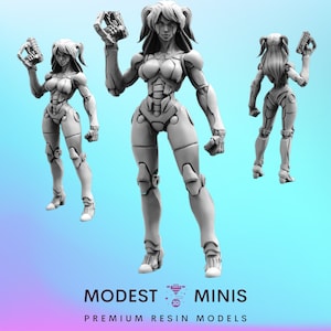 Zabetz Gynoid Rebel - 32mm Scale Cyberpunk Mini | RPG | Sci fi | Role Playing | DnD | Papsikel