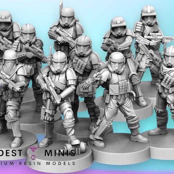 10pc Remnant E-11 Troopers Set - Legion Scale | RPG | Scifi | Role Playing | Shatterpoint | Jandro | SW Miniature