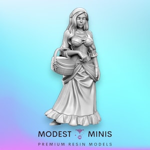 Villager NPC Alice market girl - 32mm Scale DnD Miniature | Dungeons and Dragons | JRPG Mini - RN Estudio