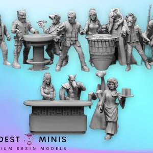 12pc Cantina Patrons - Legion Scale | RPG | Scifi | Role Playing | DnD | SW Miniature
