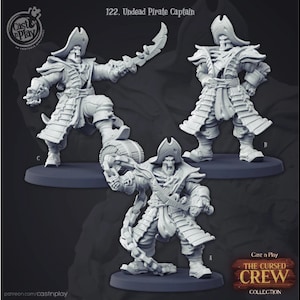 Undead Pirate Captain - 32mm Scale DnD Miniature | Dungeons and Dragons Mini | 5E Fantasy | Cast n Play