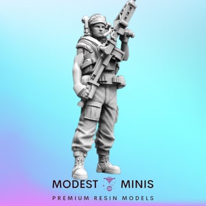 Space Marine Regin Velasquez - 32mm Scale Alien Miniature | RPG | Sci fi | Cyberpunk | Role Playing | DnD | Papsikel