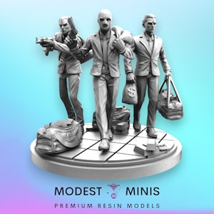 3pc Bank Robbers - 40mm Miniature | DnD Mini | Superhero Miniature | C27