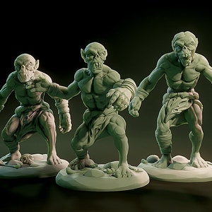 Conjunto Ghoul de 3 unidades - escala de 32 mm | RPG | Ficção Científica | Chamado de Cthulu | Miniatura DnD | Loucura