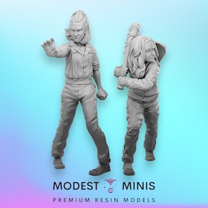 Skater Teen and Stranger Girl Zombie Kids Survivor - 28mm 32mm - Wasteland | Zombicide | Walking Dead