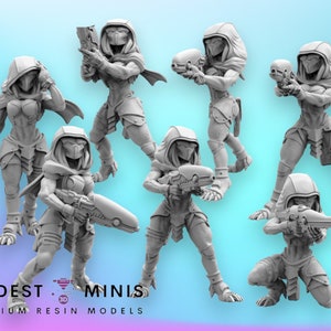 7pc Dishonored Vixen Persecutor Squad - Resin 3D Print Miniature | RPG | Sci fi | Cyberpunk | Role Playing | DnD | Papsikel Xenowars