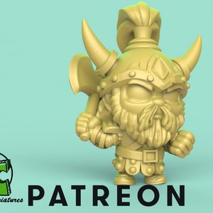 Chibi Dwarf Warrior - 32mm Scale Miniature | DnD Miniature | Chibi Mini | Fantasy | Gifts