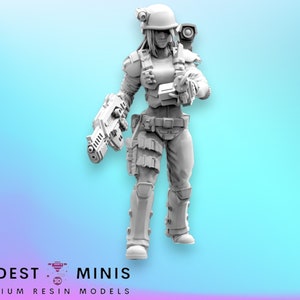 Female Colonial Marine Rika - 32mm Scale Alien Miniature | RPG | Sci fi | Cyberpunk | Role Playing | DnD | Papsikel