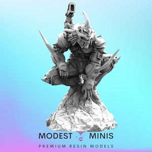 Bio Boosted Techno Apex Skull Hunter E - 32mm Scale Alien Miniature | RPG | Sci fi | Cyberpunk | Role Playing | DnD | Papsikel