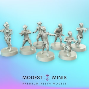 7pc Modular Feline Soldiers - Legion Scale | RPG | Scifi | Role Playing | Shatterpoint | SW Miniature