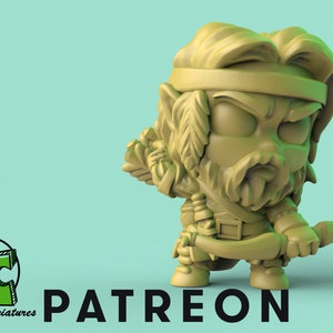 Chibi Ranger Hunter - 32mm Scale Miniature | DnD Miniature | Chibi Mini | Fantasy | Gifts