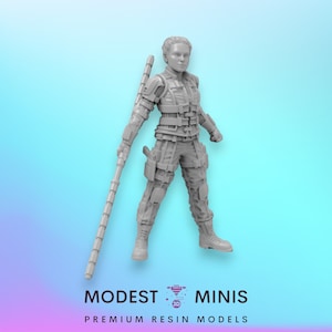 Black Florence Standing - 40mm  Miniature | DnD Mini | Superhero | Trident