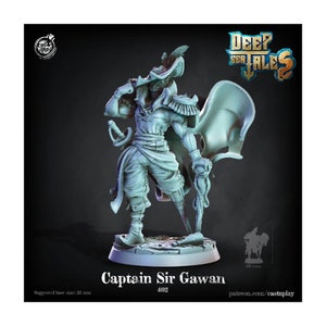 Captain Sir Gawan Pirate - 32mm Scale DnD Miniature | Dungeons and Dragons Mini | 5E Fantasy | Cast n Play