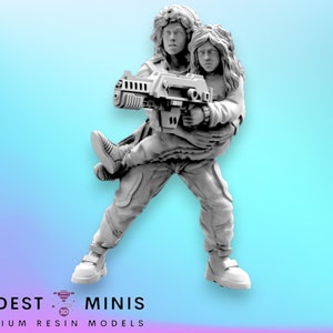 Lannie and Child  - 32mm Scale Alien Miniature | RPG | Sci fi | Cyberpunk | Role Playing | DnD | Papsikel