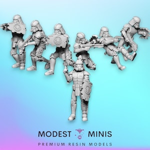 7pc Urban Assault Clones - Legion Scale | RPG | Scifi | Role Playing | D&D | Blue Wolf | SW Miniature