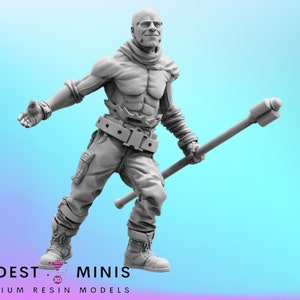 War Dude H - Resin Miniature | RPG | Sci fi | Cyberpunk | Role Playing | DnD | Papsikel Wardudes