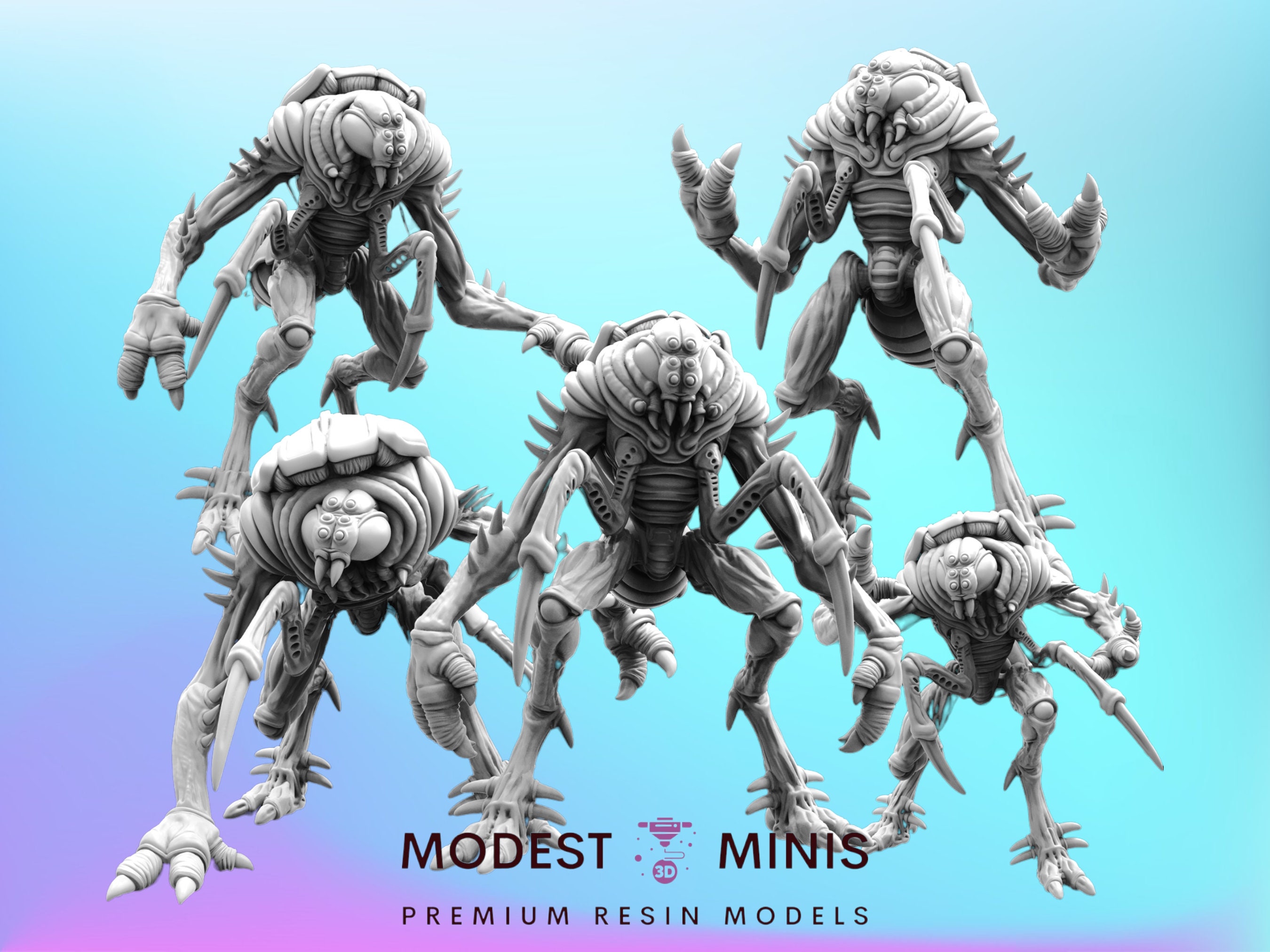Arachnoid Impostors - 32mm Scale Alien Miniature | RPG | Sci fi | Cyberpunk | Role Playing | DnD | Papsikel