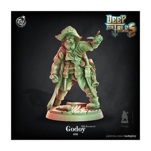 Godoy Pirate Captain - 32mm Scale DnD Miniature | Dungeons and Dragons Mini | 5E Fantasy | Cast n Play
