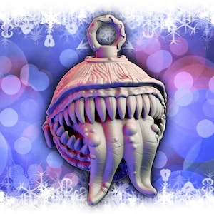 Mimic Chest Open Christmas Ornament | 3D Printed Resin Decoration