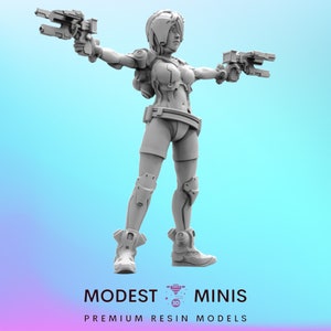 Franceska Cyber Slinger - 32mm Scale Cyberpunk Miniature | RPG | Sci fi | Role Playing | DnD | Papsikel