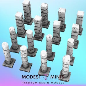 8pc Resin Columns Set | 28mm 32mm Scale | Dungeons and Dragons | DnD Terrain | Fantasy Scatter | Sci Fi