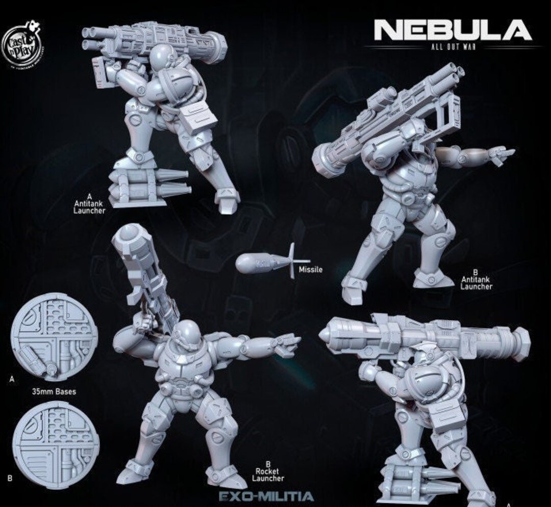 4pc Exo Sledge Hammers 32mm Scale Miniature RPG Sci Fi Role Playing Dnd