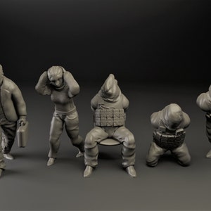 5pc Hostages Scenario - 28mm 32mm Miniature | Military Wargame Mini | Skirmish | Zombicide | Survivors