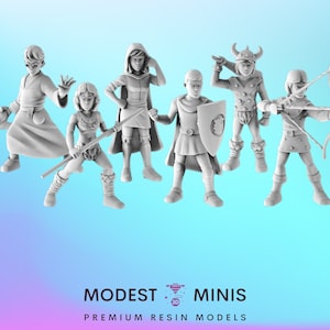 6er D&D Cartoons Set | Harz 3D Gedruckt Mini | Überlebender | D&D | Superhelden Miniatur | Pop Minis