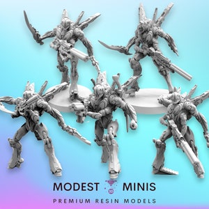 5pc Waspan Organic Cyborg Troopers - Resin Cyberpunk Miniature | RPG | Sci fi | Role Playing | DnD | Papsikel